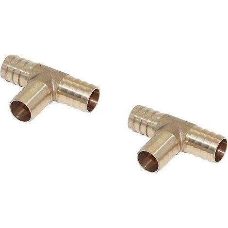 Adaptateur en T à 3 voies avec 2 embouts barbelés pour tuyau d'eau, de carburant et d'air. (1/5)