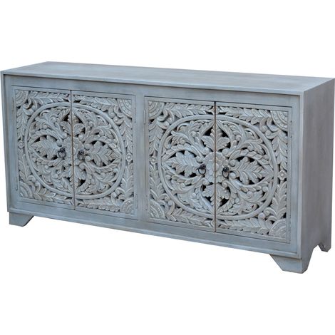 Buffet avec 4 portes en bois de manguier gris (1/5)