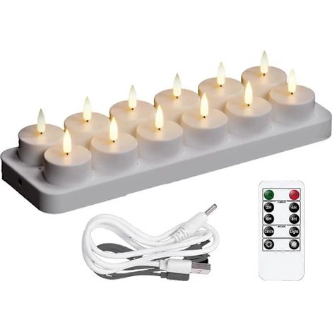 Uppladdensbara Värmeljus, 12 pcs Uppladdensbara Jus AA[co]