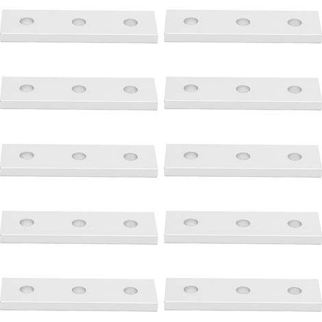 Lot de 10 plaques de jonction plates en aluminium, droites et à 3 trous (2020) (1/5)