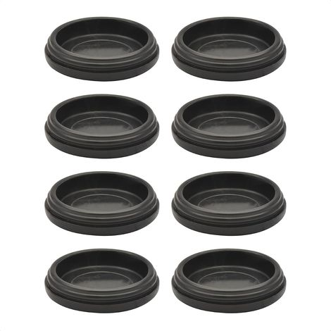 Patins de Chaise - Lot de 8 - Plastique Noir - Système à Insert Interchangeable - Pour Intérieur et Extérieur - Diamètre 30 mm (1/5)