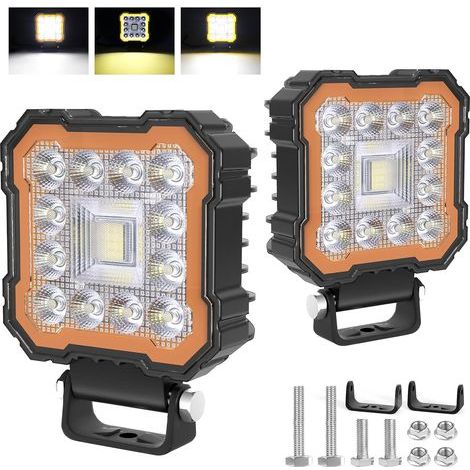 antom Phare de travail led 2 pièces 132W 9-60V projecteurs IP68 étanches 13200 lumens phare led pour excavateurs, tracteurs, remorques, ATV, camions, véhicules tout-terrain, motos (1/5)