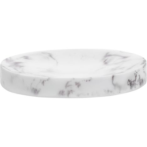Porte-savonnette et Rangement Solide en Résine Motif Marbre Blanc Design Drainant Style Nordique Élégant pour Salle de Bain pour Savonnette (1/5)