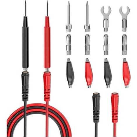 Kit de 16 fils de test multimètre, ensemble de fils de test de remplacement avec pinces crocodile, fiches banane, sondes de test, fiches banane pour multimètre tests électriques automobiles