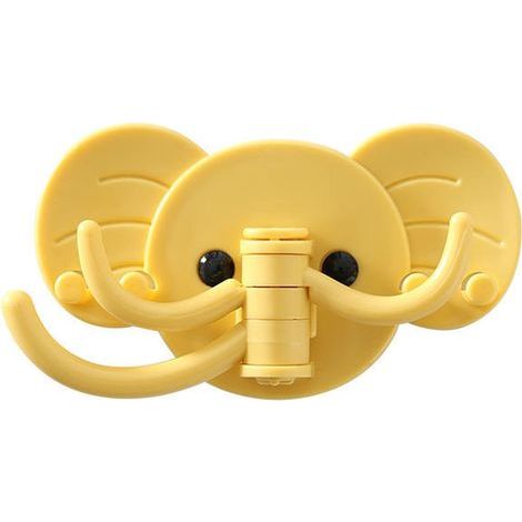 Crochets adhésifs en forme de tête d'éléphant, en ABS, à fixer au mur, pour salle de bain, chambre ou cuisine.
