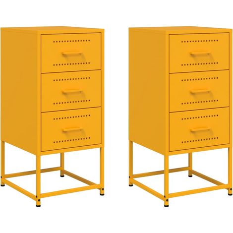 Maison Exclusive - Nachttische 2 Stk. Senfgelb 36x39x78 cm Stahl