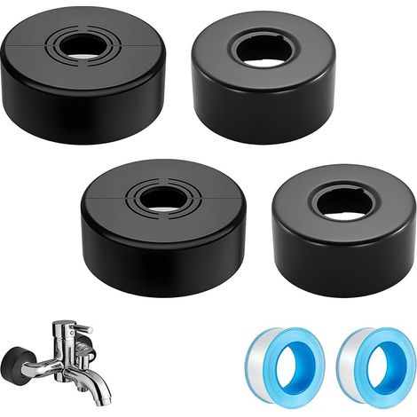 4 Pièces Rosace Robinet Noir Diamètre Intérieur de 25 mm Rosace pour Robinets de Douche Rosace Mitigeur Douche Cache Tuyau Radiateur pour Robinet de Douche Robinets Radiateurs (1/5)