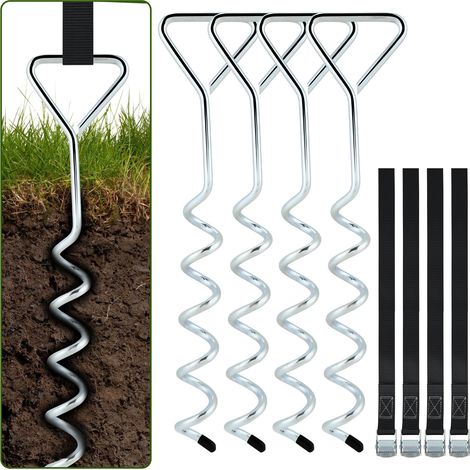 TolleTour Ancoraggi a spirale Cinghie di serraggio Kit di ancoraggio di resistenza Fissaggi in acciaio inox per trampolino Safety,set da 4