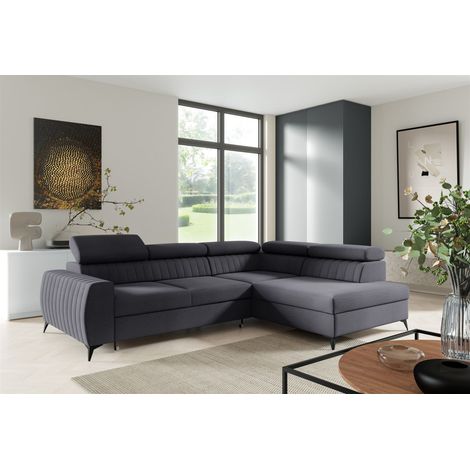 Ecksofa Schlafsofa Sofa TORONTO Stoff Element Graphit Ottomane Rechts (1/4)