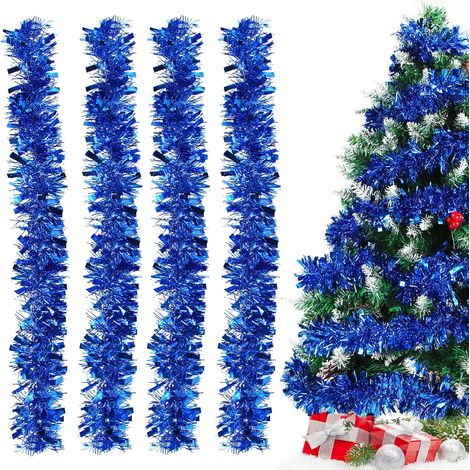 Guirlande de Noel Sapin, 4pcs Guirlande de Noël, Guirlande Sapin 2m, Guirlande Noël Sapin pour Mariage Anniversaire Fête, Murs Fenêtres Sapin Arbre Decoration Noël - Bleu (1/5)