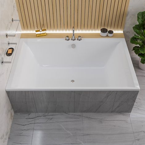 ECOLAM Baignoire Crown LUX 190x120 cm pour deux personnes Grand bain Duo qualité supérieure siphon + silicone