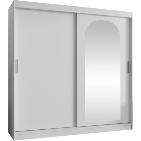 Armoire Hartford 499, Blanc, 200x200x62cm, Portes d'armoire: Coulissantes, Nombre d'étagères: 5
