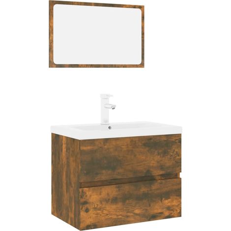 Maison Exclusive - Badmöbel-Set Räuchereiche Holzwerkstoff