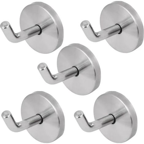 Crochets muraux en acier inoxydable, lot de 5, porte-serviettes, fixation par vis, pour salle de bain et cuisine (1/2)
