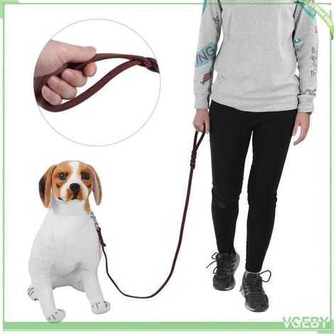 Laisse pour chien - FAFEICY - Laisse de dressage tressée - Cuir de vache - Long. 1,6 m - Marron (1/5)