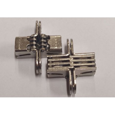 2 PEZZI - CERNIERA INVISIBILE IN ACCIAIONICHELATO CON VITI - 39x12MM