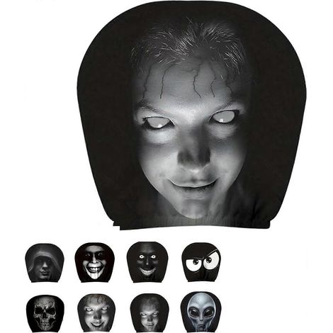 Housses d'appuie-tête de voiture fantôme de dessin animé tissu polyester extensible doux protection pour siège auto (1/5)