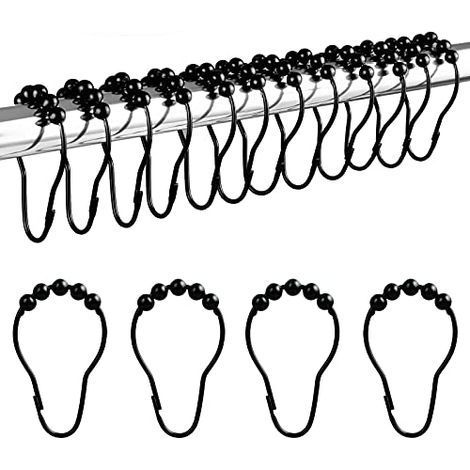 Duschringe aus Edelstahl (12 Stück, schwarz) (1/5)
