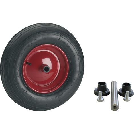 Dörner + Helmer Luftrad für Schubkarre Austro Bau Luftreifen ø 400mm mit Rollenlager inklusive Adapter, belastbar bis 250kg, Stahlblech (1/2)