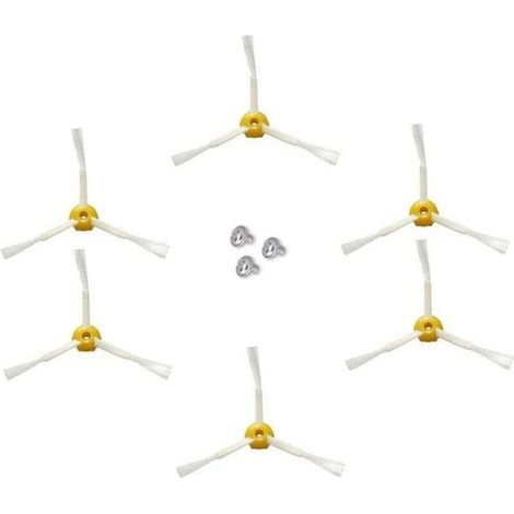 Side brush for iRobot Roomba 500 600 700 series (yellow, 6-pack 3-arm side brush)--DTEKGAZ