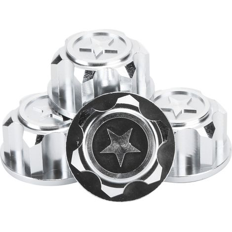 4 cache-moyeux de roue en alliage d'aluminium, accessoire compatible avec la voiture radiocommandée Traxxas X Maxx 1/10 (argenté) (1/5)