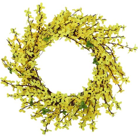 Guirlande Artificielle - Jasmin D'hiver - En Rotin Et Tissu Soyeux - Pour Porte Fenêtre Mur Intérieur Extérieur Couvert - 45 cm Jaune (1/5)