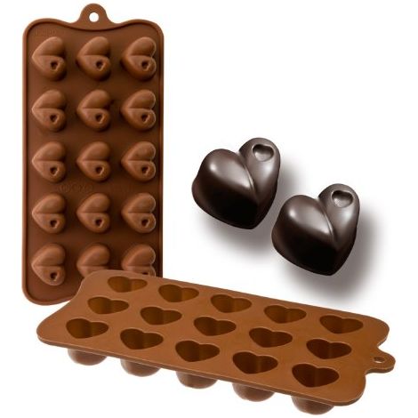 Ibili Stampo in silicone a cuore dorato per cioccolato