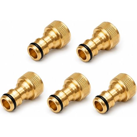 5SETS Raccords Rapides En Laiton, 3/4", Connecteur Robinet En L-aiton A Filetage Male Pour Tuyau D Arrosage, Raccord Rapide En L-aiton Universel Pour Cuisine Jardin Nettoyage (1/5)