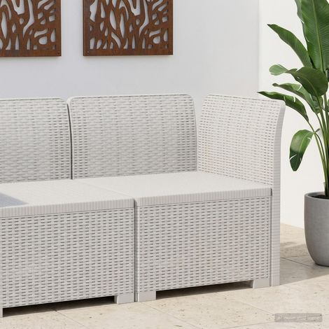 Canapé de Jardin 1 Place Aspect Rotin en Polypropylène Blanc Fauteuil d'Angle Extérieur - PANGIVO (1/5)