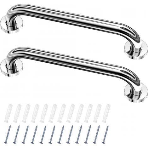 2 Barres Appui WC Inox Coudées 30cm, Maintien baignoire personnes âgées (1/5)