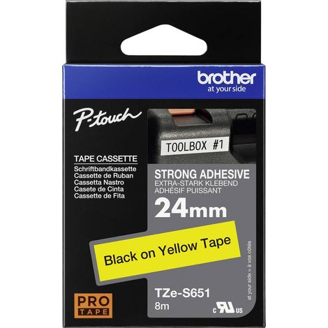 Brother TZe, TZ TZe-S651 Couleur de ruban: jaune Couleur de police:noir 24 mm 8 m (1/4)