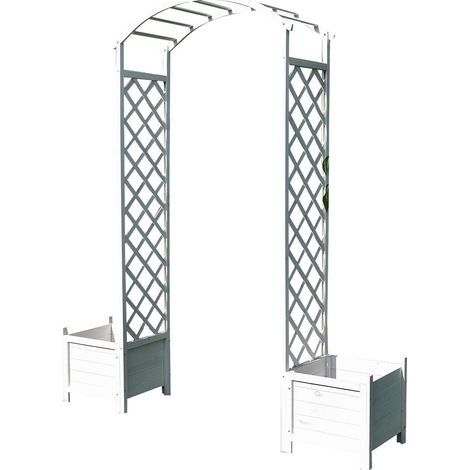 Rosa arco Bianco arrampicata aiuto Vasca da bagno Flower tub Gate arch arco Trellis traliccio pergolato in legno pergolato