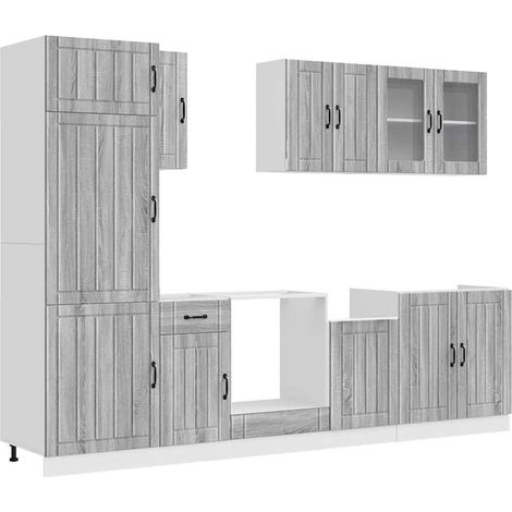 Maison Exclusive - 8dílná sada kuchyňských skříněk "Kalmar" šedý sonoma kompozit (1/5)