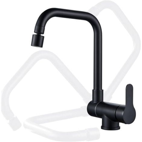 Robinet de cuisine pour fenêtre avant rotatif à 360 °, 2 modes de pulvérisation, robinet d'évier pliable à levier unique (noir ) (1/5)