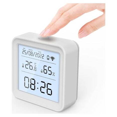 WiFi Thermometre Hygrometre Interieur, Tuya Thermomètre Intérieur Capteur Humidité Avec écran Rétro-éclairé D'enregistrement de Données, Chambre bébé Hygrometre Termometre Maison (1/5)
