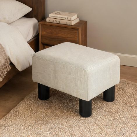 Pouf repose-pied en lin beige 40 cm charge 110 kg toile en (1/5)