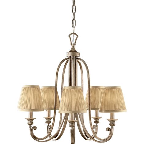 Lampadario lampada sospensione plafoniera acciaio argento D 66,7 cm Lampadario 5 fiamme (1/4)