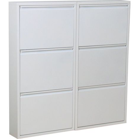Pisa Armoire à chaussures avec 6 casiers/portes en métal, blanc. Livrée entièrement montée. (1/5)