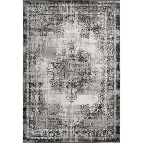 Tapis Effet Vieilli à Poils Courts "Ariya" Anthracite 120 x 170 cm (1/4)
