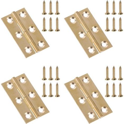Klappbares Messingscharnier, 50 x 30 mm, goldenes Türscharnier mit Schrauben, Klavierband, kleines Scharnier, Klappstange.