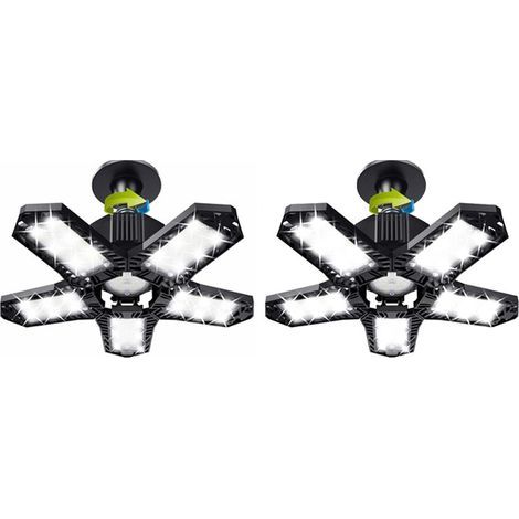 Räumungsverkauf: LED-Garagenleuchten-Set – 120 W – 12000 lm – Werkstattlampe – Flexible Deckenleuchten – E26/E27-Fassungen – 2 Lampen (1/5)