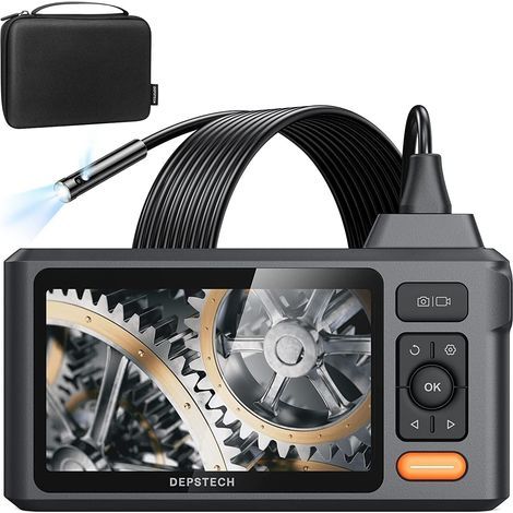 Caméra endoscope industrielle à double objectif IPS de 4,3 pouces, caméra endoscope éclairée, caméra d'inspection de tuyaux 1080P, caméra étanche IP68 (avec câble), automobile, tuyau CVC (1/2)