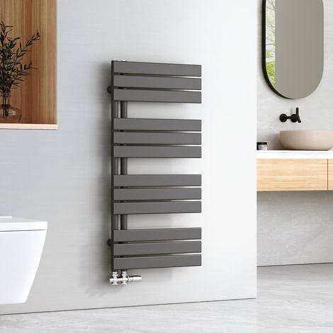 EMKE Sèche-serviettes à Eau Chaude Panneau Plat, Sèche-serviettes connexion latérale pour, Anthracite 1041x500mm 529Watts (1/5)