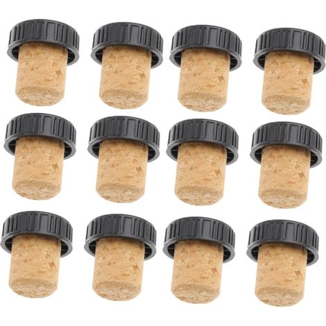 12 bouchons liège, bois/plastique, pour bouteilles et bocaux (1/5)