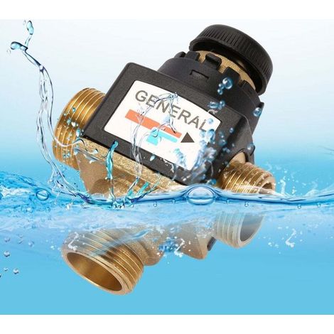 Valvola miscelatrice termostatica a 3 vie in ottone DN20 con filettatura maschio, ideale per scaldabagni solari e impianti sanitari, durevole.