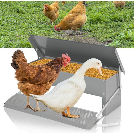 TolleTour Futterautomat Hühner 5 kg, Geflügel Futterspender verzinkt mit Trittplatte, Schaufel und Handschuhen