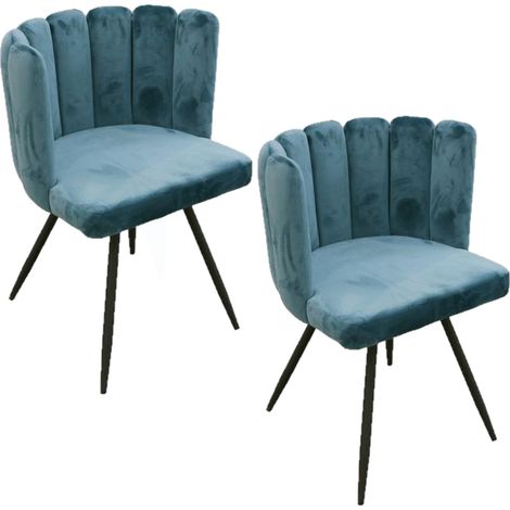 Lot de 2 chaises design capitonné en velours ARIEL (1/5)