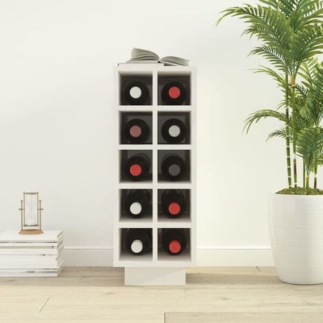 Étagère à Bouteilles en Bois de Pin Massif, Meuble de Rangement pour Vin et Alcools, Design Moderne Blanc, 23x34x61 cm (1/5)