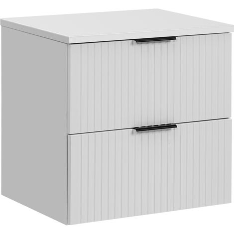 Waschtischunterschrank 60 cm in weiß matt mit gerillter Front, 2 Softclose-Auszüge, ADELAIDE-56-WHITE (1/5)