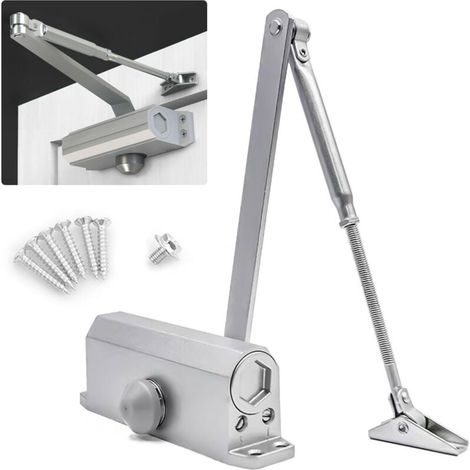 Enowelir Ferme-porte Hydraulique Automatique avec Dispositif D'arrêt,, Ferme Porte à Ressort Réglable, Tampon Fermé usage Commercial et Résidentiel Porte de 45-85 kg (1/4)